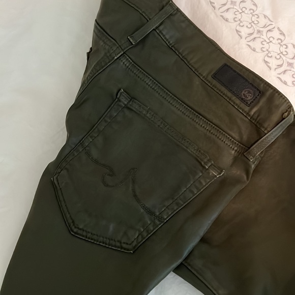 AG The Farrah Skinny Ankle dark green waxed jeans, (27R) - Picture 3 of 3